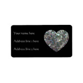 Funkelnd Silbermosaik Glitzer Herz Adressaufkleber (Vorne)