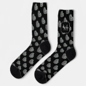 Funkelnd Silbermosaik Glitzer Herzmonogramm Socken (Linkes Detail)