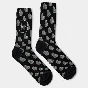 Funkelnd Silbermosaik Glitzer Herzmonogramm Socken