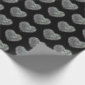 Funkelnd Silbermosaik Herzmuster schwarz Geschenkpapier (Ecke)
