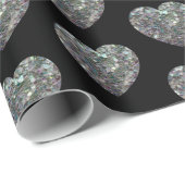 Funkelnd Silbermosaik Herzmuster schwarz Geschenkpapier (Rolleneckpunkt)