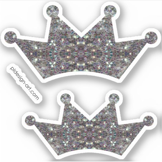 Funkelnd Silbermosaik Mandala Crown Aufkleber (Vorderseite)
