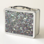 Funkelnd Silbermosaik Monogramm Metall Lunch Box (Rückseite)