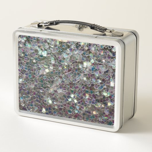 Funkelnd Silbermosaik Monogramm Metall Lunch Box (Rückseite)