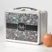 Funkelnd Silbermosaik Monogramm Metall Lunch Box (Beispiel)