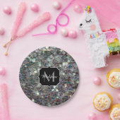 Funkelnd Silbermosaik Monogramm Pappteller (Party)