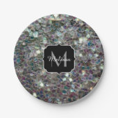 Funkelnd Silbermosaik Monogramm Pappteller (Vorderseite)