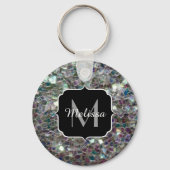 Funkelnd Silbermosaik Monogramm Schlüsselanhänger (Vorderseite)