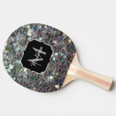 Funkelnd Silbermosaik Monogramm Tischtennis Schläger (Seitenansicht)