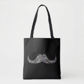 Funkelnd Silbermosaik Mustache auf Schwarz Tasche (Vorderseite)