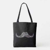 Funkelnd Silbermosaik Mustache auf Schwarz Tasche (Rückseite)