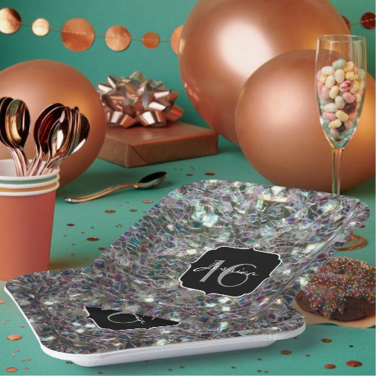 Funkelnd Silbermosaik Süß 16 Pappteller (Multi)