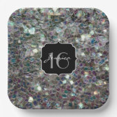 Funkelnd Silbermosaik Süß 16 Pappteller (Vorderseite)