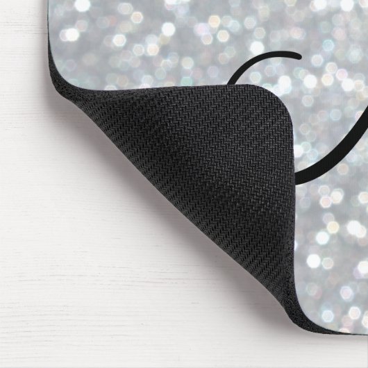 Funkelnd silberne Monogramm-Mausunterlage Mousepad (Ecke)