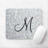 Funkelnd silberne Monogramm-Mausunterlage Mousepad (Mit Mouse)