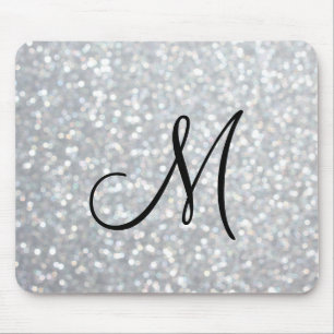 Funkelnd silberne Monogramm-Mausunterlage Mousepad