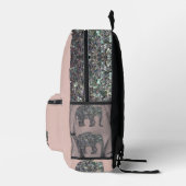 Funkelnd silberne Mosaik Elephant Monogram Rose pi Bedruckter Rucksack (Rechts)