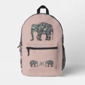 Funkelnd silberne Mosaik Elephant Monogram Rose pi Bedruckter Rucksack (Vorderseite)