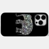Funkelnd silberne Mosaikfigur Elefant auf schwarz Case-Mate iPhone Hülle (Rückseite (Horizontal))