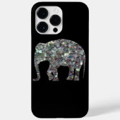Funkelnd silberne Mosaikfigur Elefant auf schwarz Case-Mate iPhone Hülle (Rückseite)