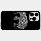 Funkelnd silberne Mosaikfigur Elefant auf schwarz Case-Mate iPhone Hülle (Rückseite (Horizontal))