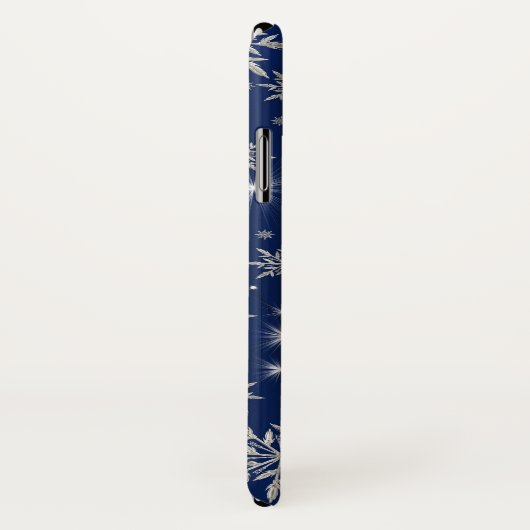 Funkelnd silberne Schneeflocken auf Blau Case-Mate iPhone Hülle (Hinten/Rechts)