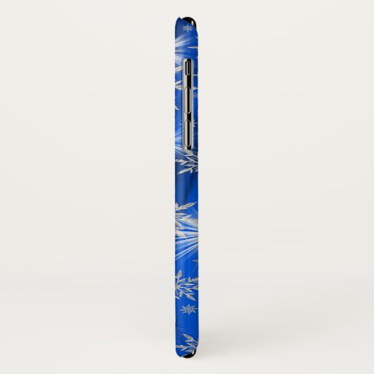 Funkelnd silberne Schneeflocken auf Blau Case-Mate iPhone Hülle (Hinten/Links)