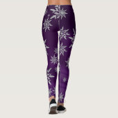 Funkelnd silberne Schneeflocken auf Lila Leggings (Rückseite)