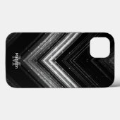 Funkelnd silberne Schwarzgalaxie Zickzack Monogram Case-Mate iPhone Hülle (Rückseite (Horizontal))