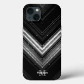Funkelnd silberne Schwarzgalaxie Zickzack Monogram Case-Mate iPhone Hülle (Rückseite)
