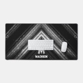 Funkelnd silberne Schwarzgalaxie Zickzack Monogram Schreibtischunterlage (Tastatur & Maus)