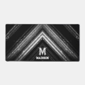 Funkelnd silberne Schwarzgalaxie Zickzack Monogram Schreibtischunterlage (Vorderseite)