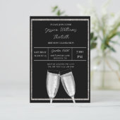 Funkelnd Silberner Glitzer, Champagner Geburtstag Einladung (Stehend Vorderseite)