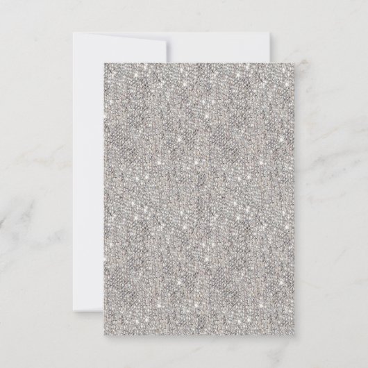 Funkelnd Silberner Glitzer, Champagner Geburtstag Einladung (Rückseite)