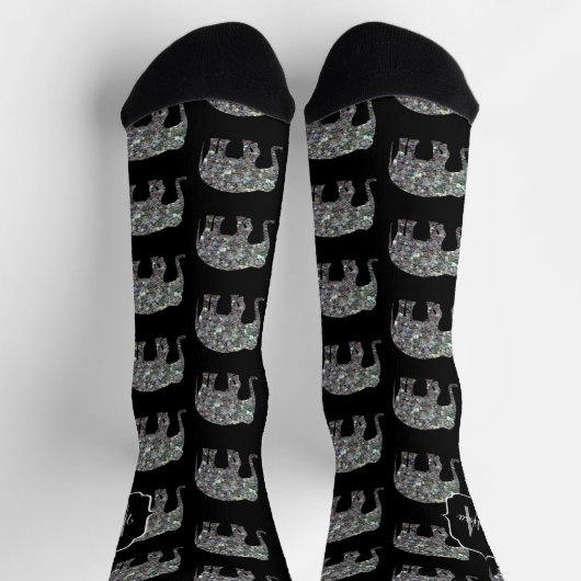 Funkelnd silberner Glitzer Elephantenmuster Monogr Socken (Oben)
