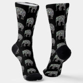 Funkelnd silberner Glitzer Elephantenmuster Monogr Socken (Gewinkelt)