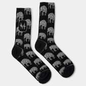 Funkelnd silberner Glitzer Elephantenmuster Monogr Socken (Rechts)