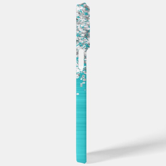 Funkelnd Silberner Glitzer Türkis Blauer Name Case-Mate iPhone Hülle (Rückseite / Rechts)