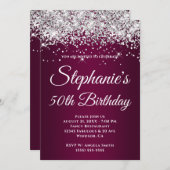 Funkelnd Silberner Glitzer Weingradient Einladung (Vorne/Hinten)