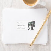 Funkelnd silberner Mosaik-Glitzer Elephant Adressaufkleber (Insitu)