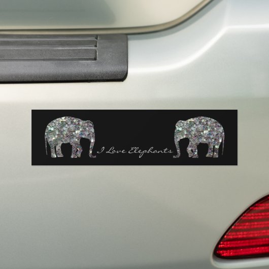 Funkelnd silberner Mosaik-Glitzer Elephant Autoaufkleber (Auf Auto)