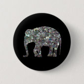 Funkelnd silberner Mosaik-Glitzer Elephant Button (Vorderseite)