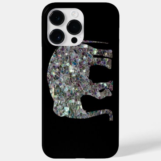 Funkelnd silberner Mosaik-Glitzer Elephant Case-Mate iPhone Hülle (Rückseite)