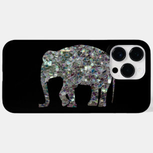 Funkelnd silberner Mosaik-Glitzer Elephant Case-Mate iPhone 14 Pro Max Hülle