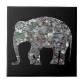 Funkelnd silberner Mosaik-Glitzer Elephant Fliese (Vorderseite)