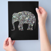 Funkelnd silberner Mosaik-Glitzer Elephant Flyer (Hand)