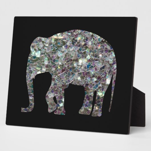 Funkelnd silberner Mosaik-Glitzer Elephant Fotoplatte (Seite)