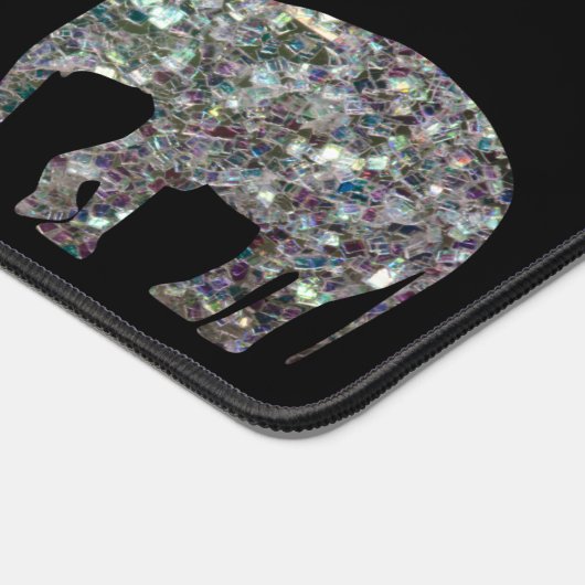 Funkelnd silberner Mosaik Glitzer Elephant individ Schreibtischunterlage (Ecke)