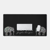 Funkelnd silberner Mosaik Glitzer Elephant individ Schreibtischunterlage (Tastatur & Maus)