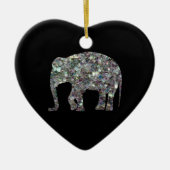 Funkelnd silberner Mosaik-Glitzer Elephant Keramikornament (Vorne)